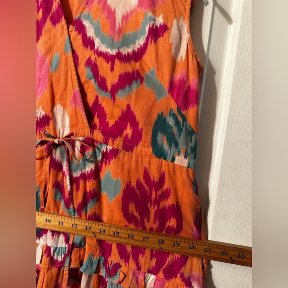 BANJANAN [Revolve] Becca Ikat Dress in Spice SMALL 100% Cotton Sleeveless Tiered - Picture 10 of 16